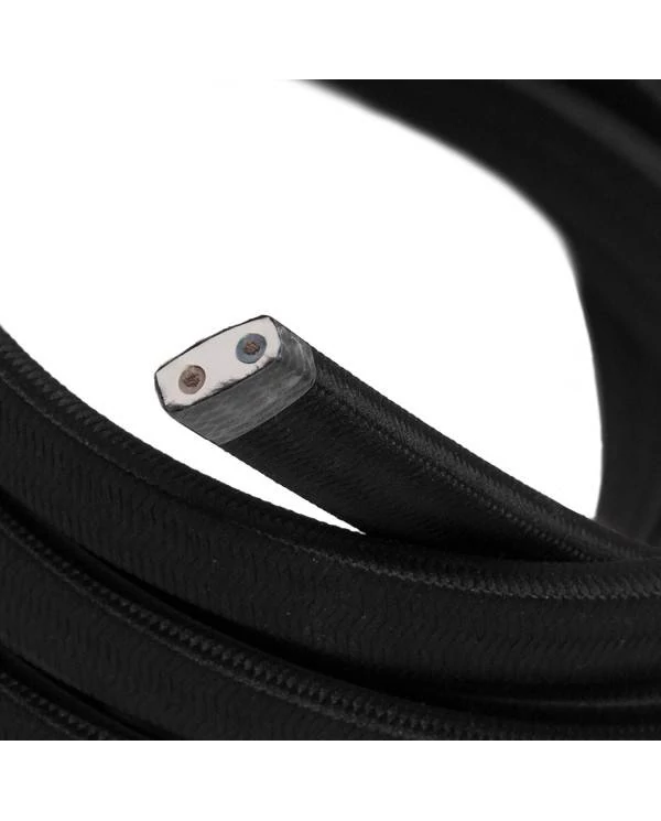 UV-bestendige met textiel omweven 220 V prikkabel, zwart viscose CM04