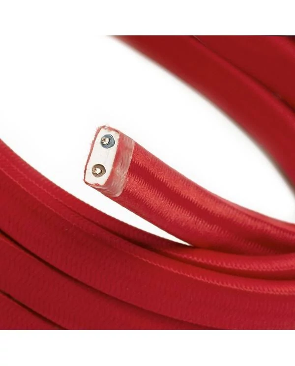 UV-bestendige met textiel omweven 220 V prikkabel, rood viscose CM09