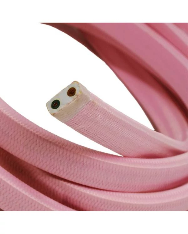Met textiel omweven 220 V prikkabel, babyroze viscose CM16