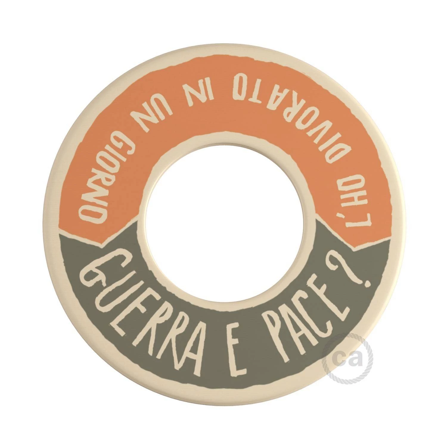 MINI-UFO: reversible wooden disk READING BALLSH*T collection, subject GUERRA E PACE + MEGLIO DEL FILM