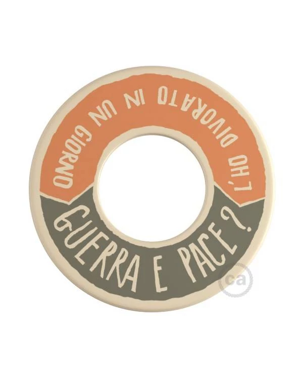 MINI-UFO: reversible wooden disk READING BALLSH*T collection, subject GUERRA E PACE + MEGLIO DEL FILM