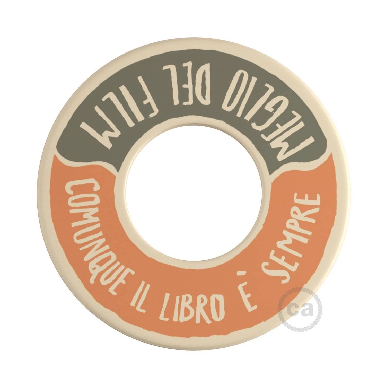 MINI-UFO: reversible wooden disk READING BALLSH*T collection, subject GUERRA E PACE + MEGLIO DEL FILM