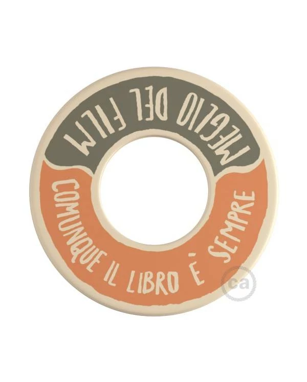 MINI-UFO: reversible wooden disk READING BALLSH*T collection, subject GUERRA E PACE + MEGLIO DEL FILM