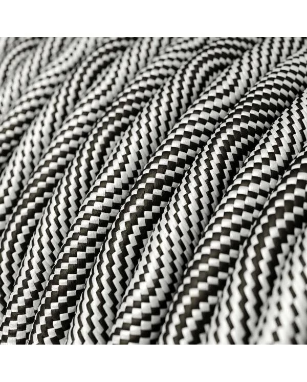 Rond strijkijzersnoer Vertigo HD bedekt met Optical Black en Silver textiel ERM64