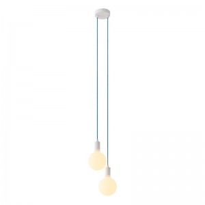 2 lichts-meervoudige hanglamp compleet met strijkijzersnoer en metalen afwerkingen