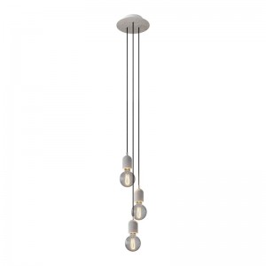 3 lichts-hanglamp voorzien van ronde Rose-One 200 mm compleet met strijkijzersnoer en betonnen afwerkingen