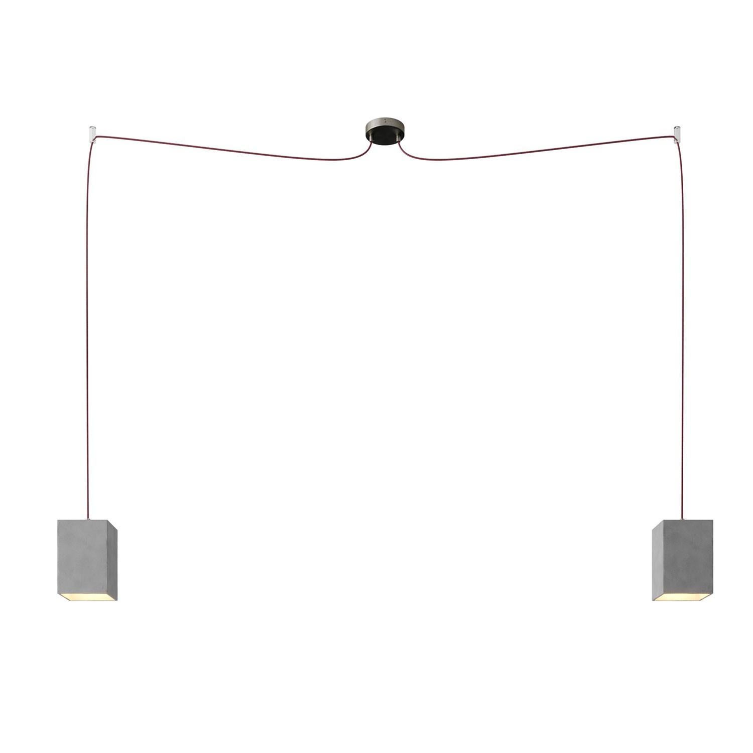 Spider - 2 lichts-meervoudige hanglamp, Made in Italy, compleet met strijkijzersnoer en betonnen lampenkap