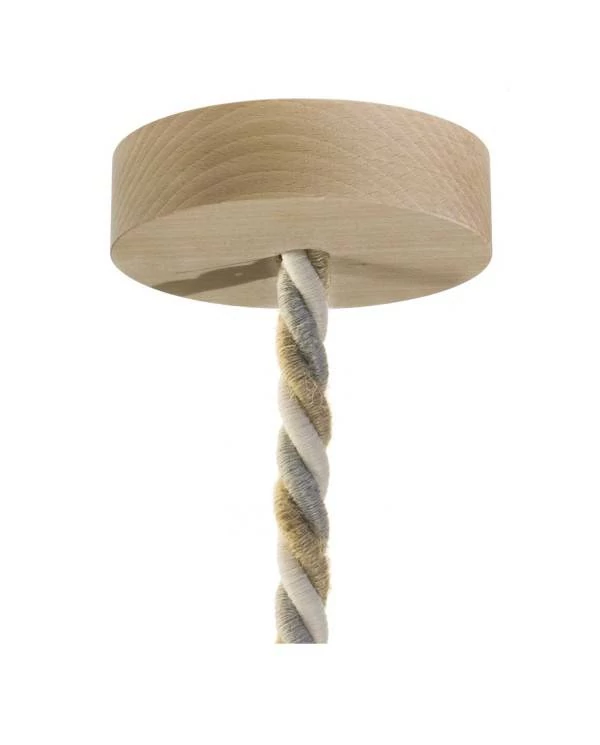 Ophanging gemaakt in Italië met XL koord en houten fitting