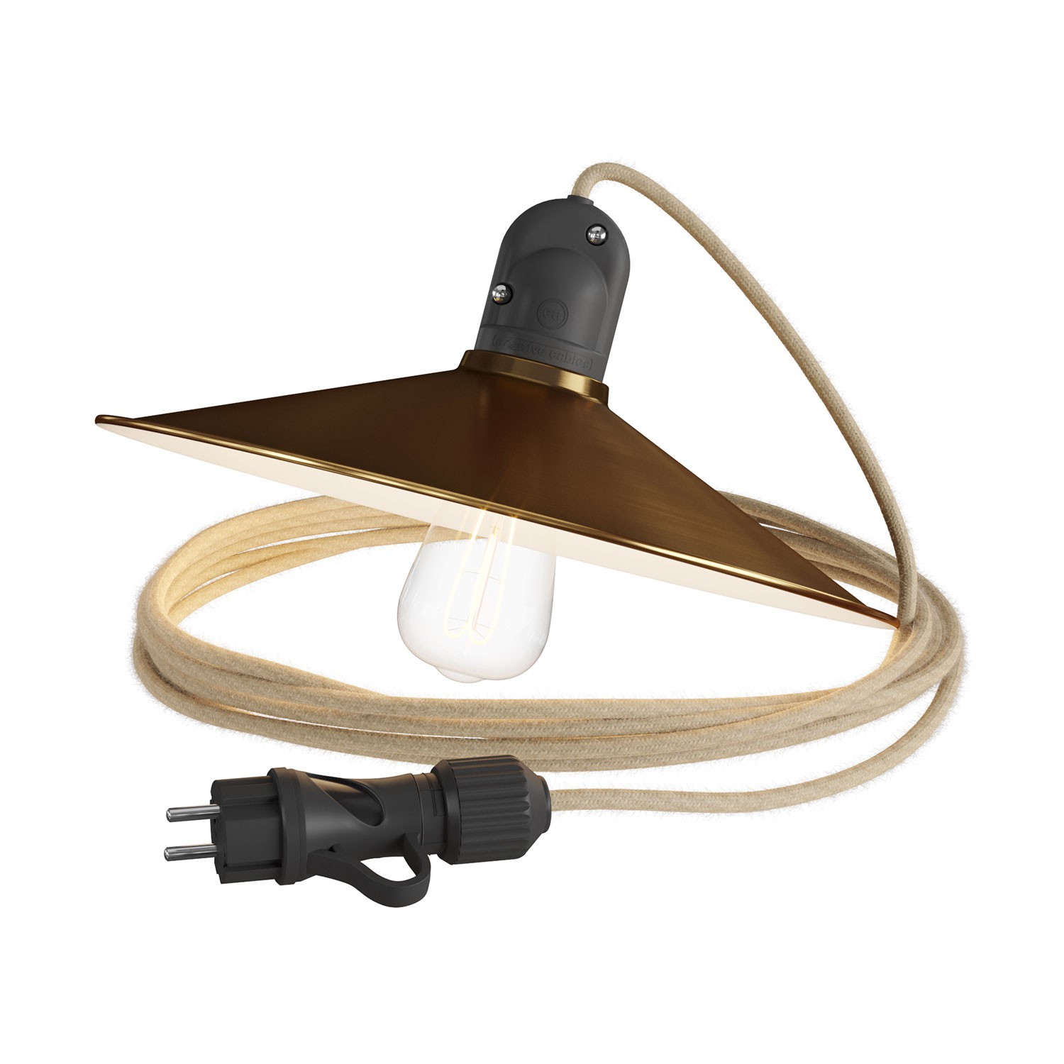 Snake Eiva met Swing-lampenkap, draagbare buitenlamp, 5 m strijkijzersnoer, IP65 waterdichte fitting en stekker