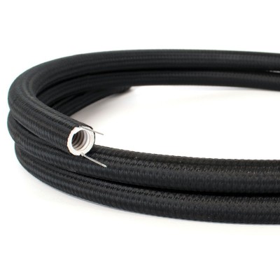 Zwarte design flexibele elektrabuis met stof omweven - Creative-Tube zwart viscose RM04 20 mm