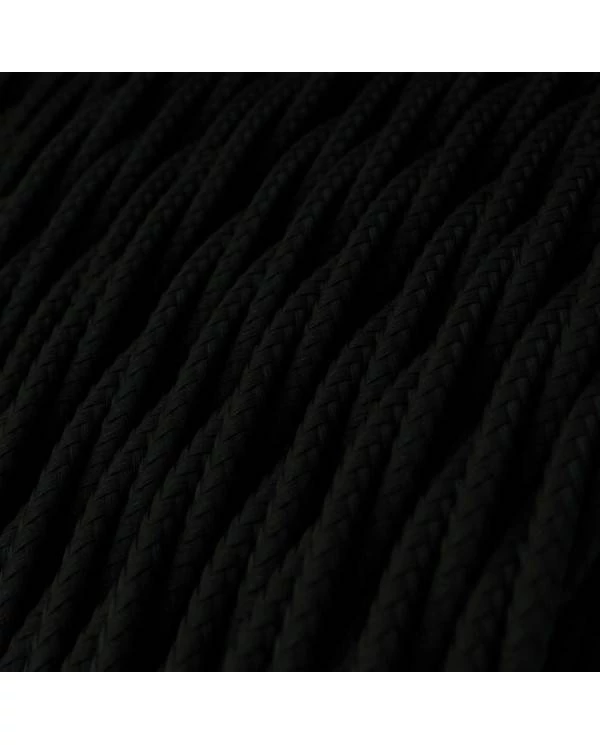 Hanglamp vervaardigd in Italië met textiel kabel, Drop cage kap en metalen afwerking
