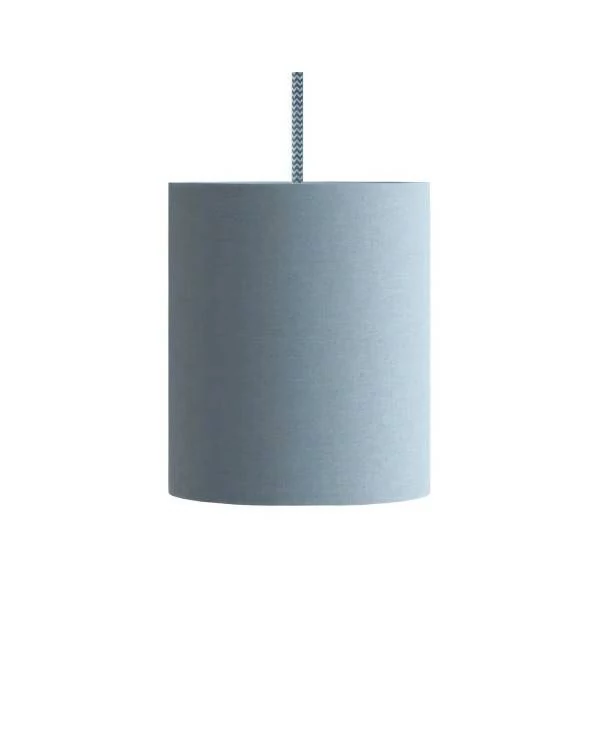 Hanglamp vervaardigd in Italië met textiel kabel, Cilindro stoffen kap en metalen afwerking