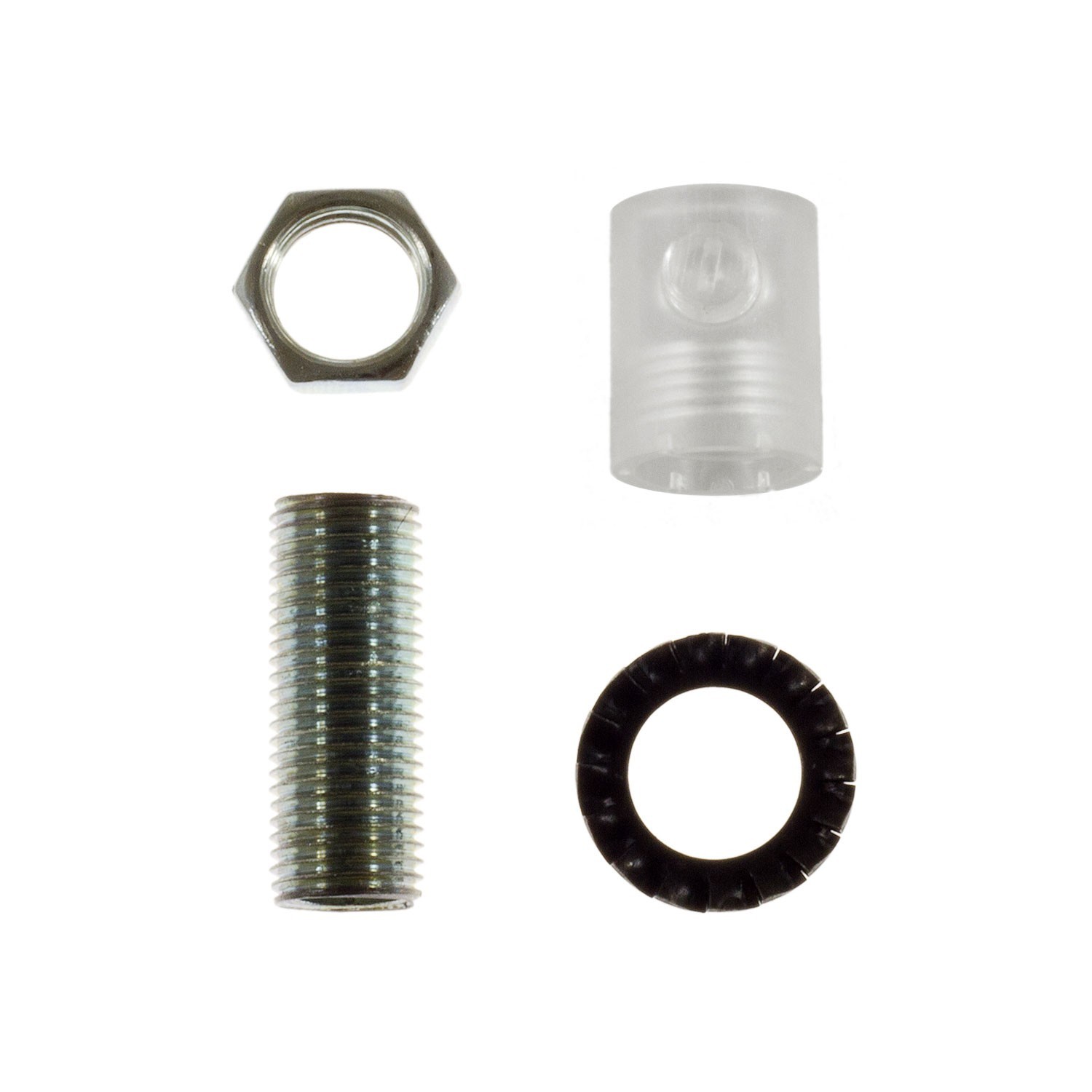 Cilindrische plastic kabelklem compleet met pendelbuis, moer en ring