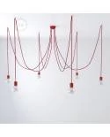 Hanglamp met 6 vallen, gemaakt in Italië, compleet met lichtbronnen, stoffen kabel en gekleurde keramische afwerkingen