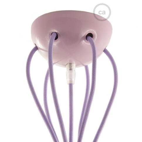 Cilindrische metalen kabelklem van 7 cm, compleet met pendelbuis, moer en ring