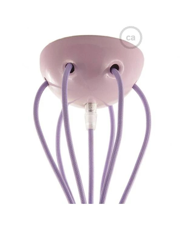 Cilindrische metalen kabelklem van 7 cm, compleet met pendelbuis, moer en ring