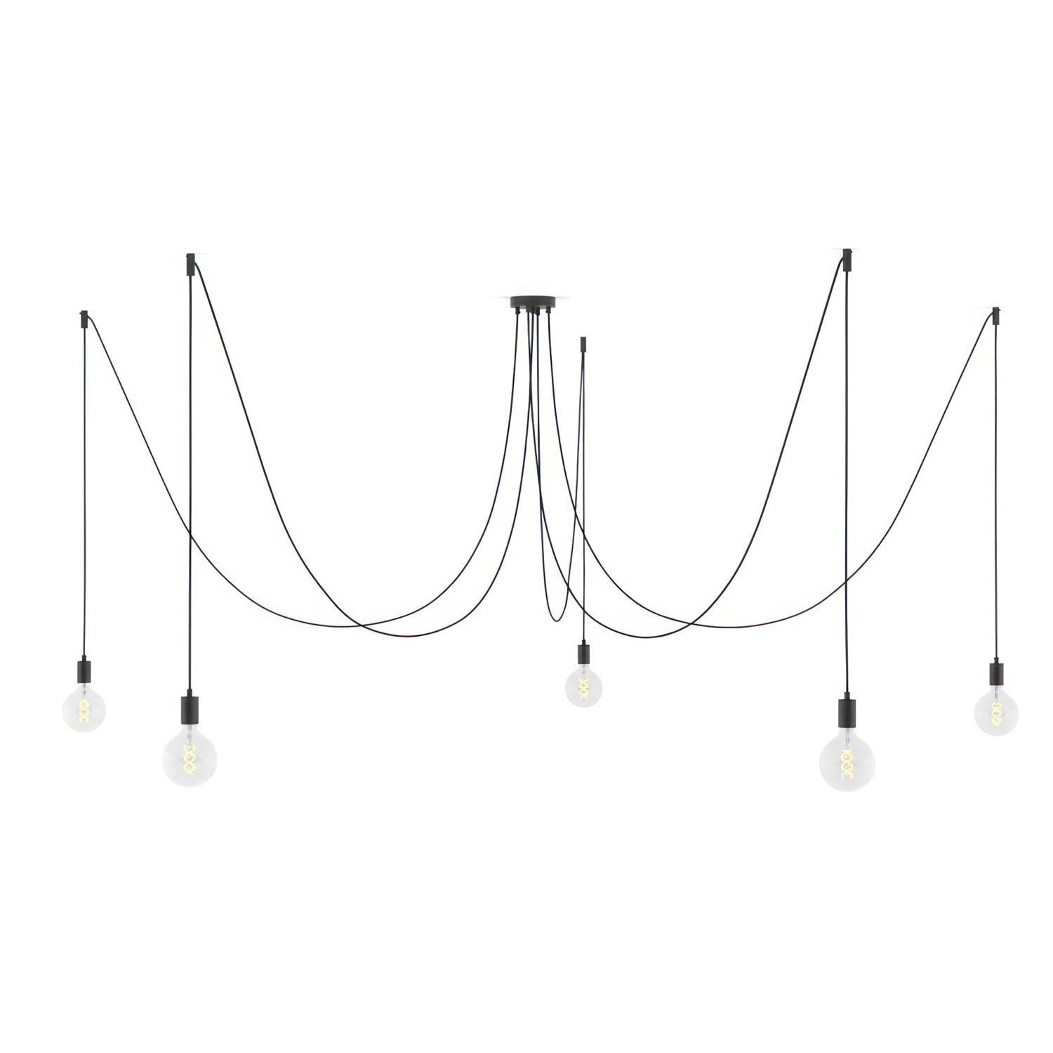 Spider - Hanglamp met 5 vallen. Gemaakt in Italië, compleet met lcihtbronnen, stoffen kabel en metalen afwerkingen