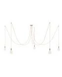 Spider - Hanglamp met 5 vallen. Gemaakt in Italië, compleet met lcihtbronnen, stoffen kabel en metalen afwerkingen
