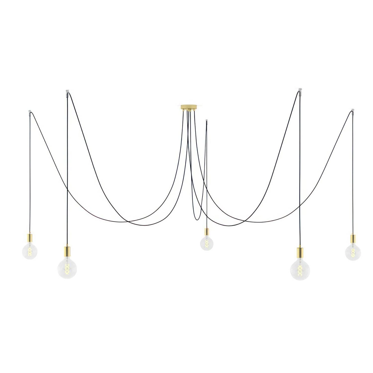 Spider - Hanglamp met 5 vallen. Gemaakt in Italië, compleet met lcihtbronnen, stoffen kabel en metalen afwerkingen