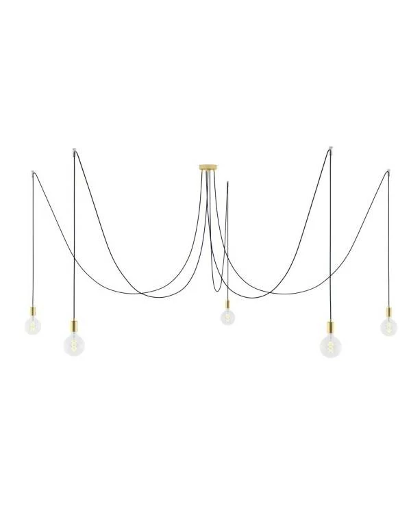 Spider - Hanglamp met 5 vallen. Gemaakt in Italië, compleet met lcihtbronnen, stoffen kabel en metalen afwerkingen