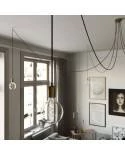 Spider - Hanglamp met 5 vallen. Gemaakt in Italië, compleet met lcihtbronnen, stoffen kabel en metalen afwerkingen