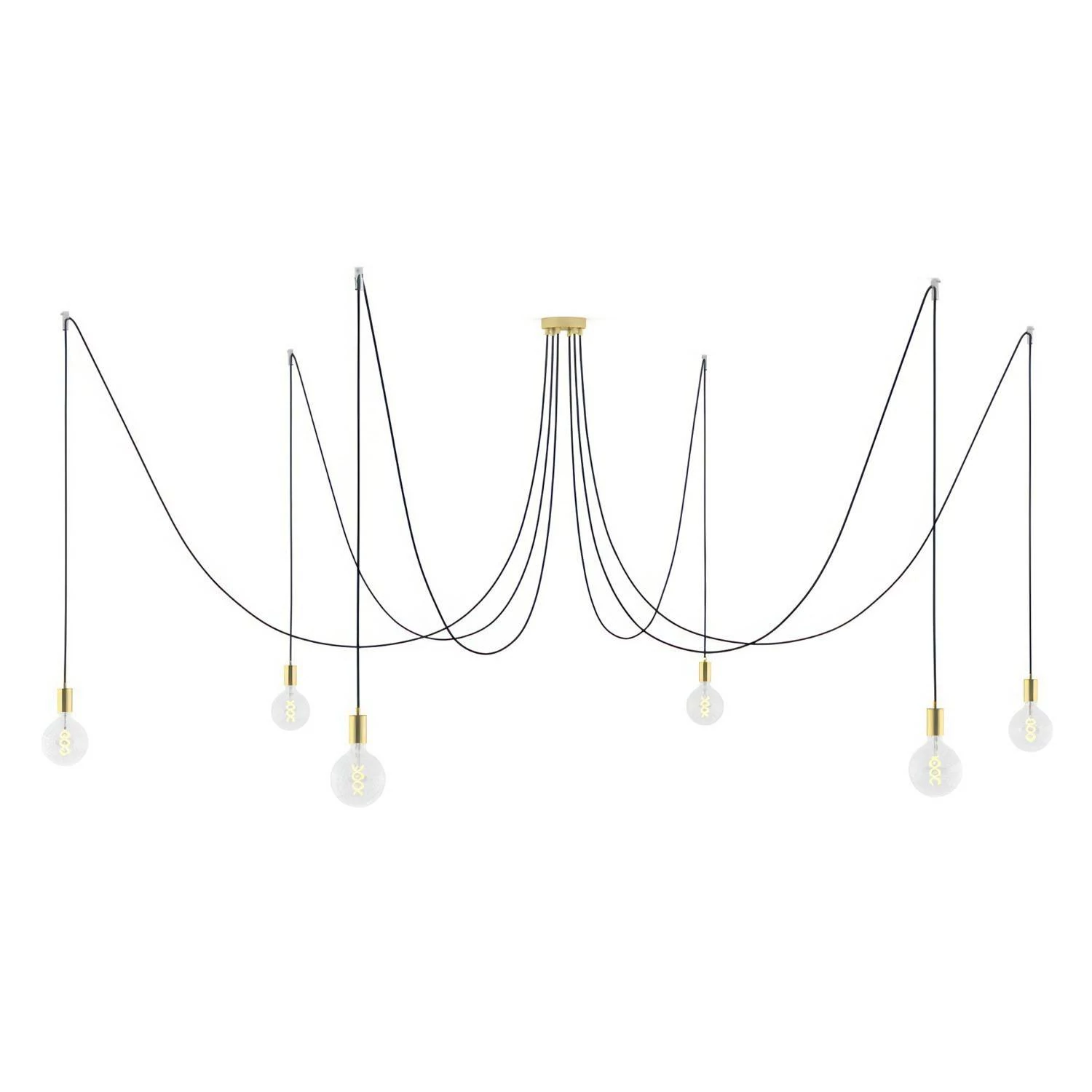 Spider - Hanglamp met 6 pendels Gemaakt in Italië, compleet met lichtbronnen, stoffen kabel en metalen afwerkingen