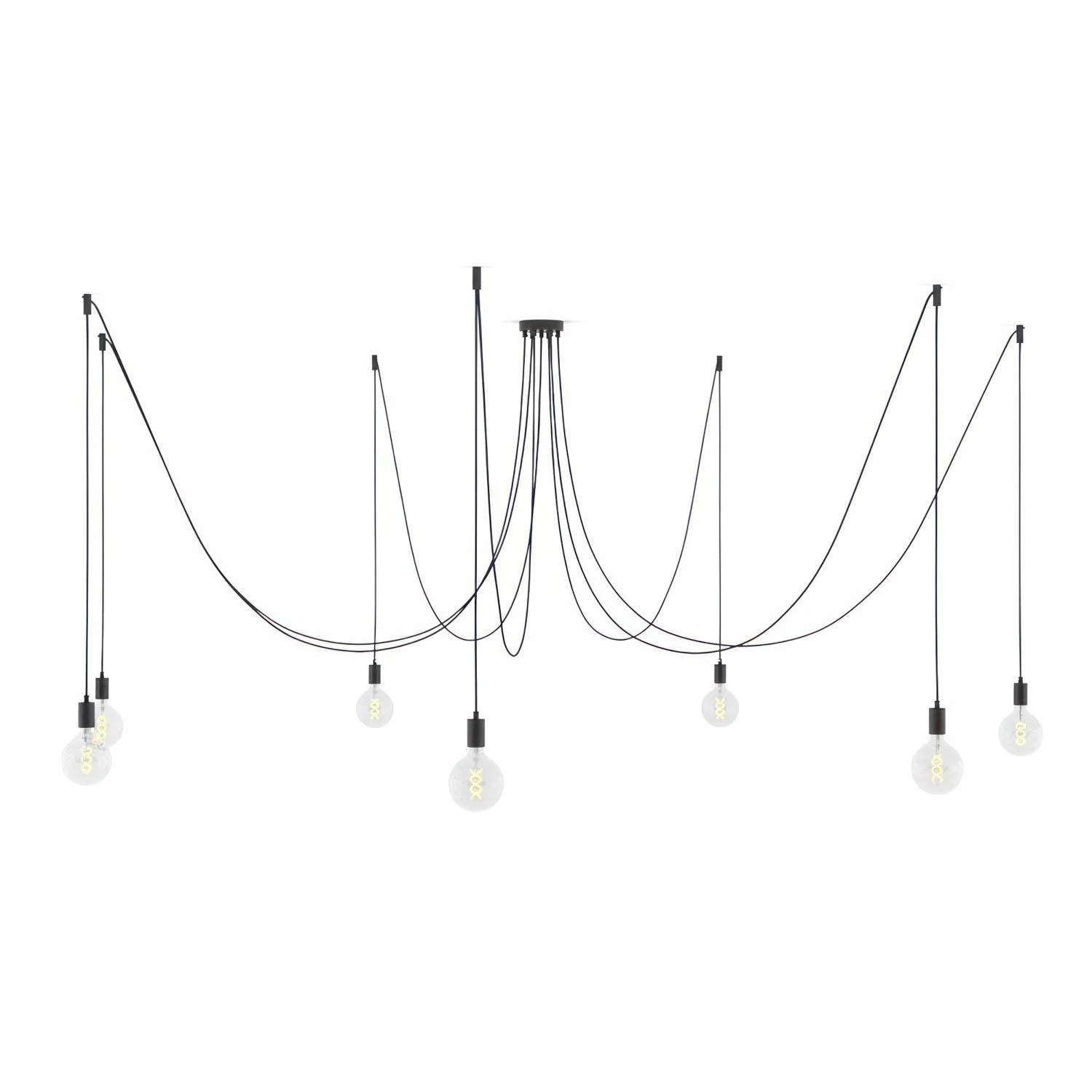 Spider - Suspension with 7 pendants Made in Italy complete with bulbs, fabric cable, and metal finishes