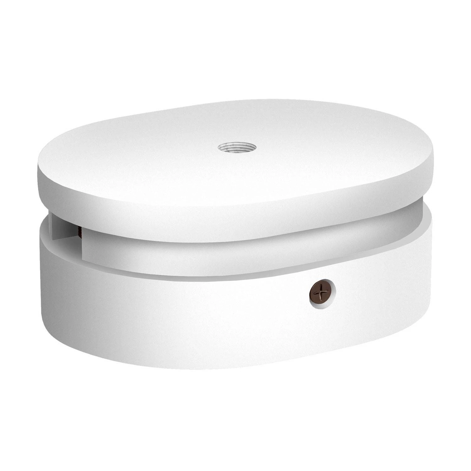 Ovale houten aansluitkap met een gat in het midden en 2 zijgaten voor prikkabels voor lichtsnoer en Filé-systeem. Made in Italy