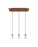 3 lichts-hanglamp voorzien van XXL rechthoekige Rose-One 675 mm compleet met strijkijzersnoer en metalen afwerking