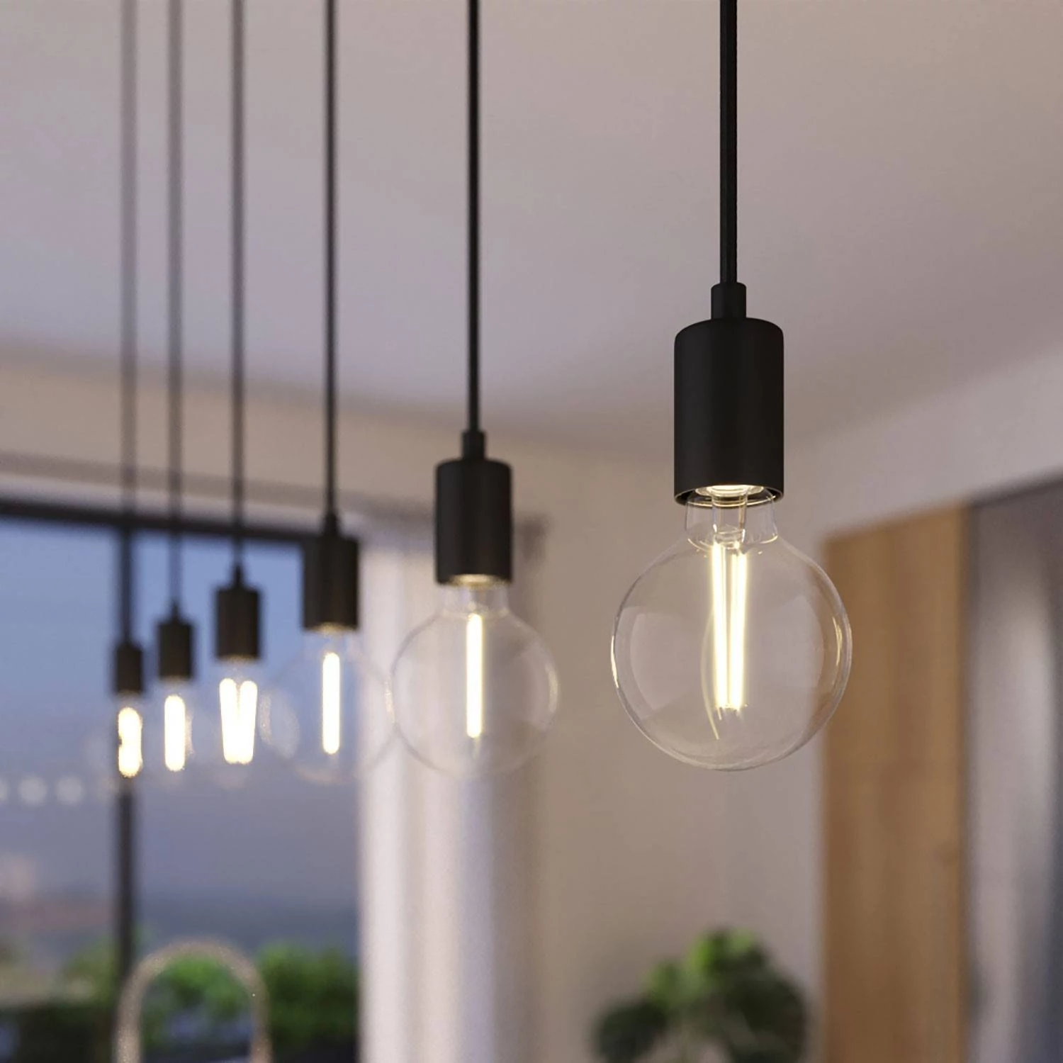 3 lichts-hanglamp voorzien van XXL rechthoekige Rose-One 675 mm compleet met strijkijzersnoer en metalen afwerking