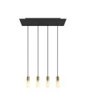 4 lichts-hanglamp voorzien van XXL rechthoekige Rose-One 675 mm compleet met strijkijzersnoer en metalen afwerking