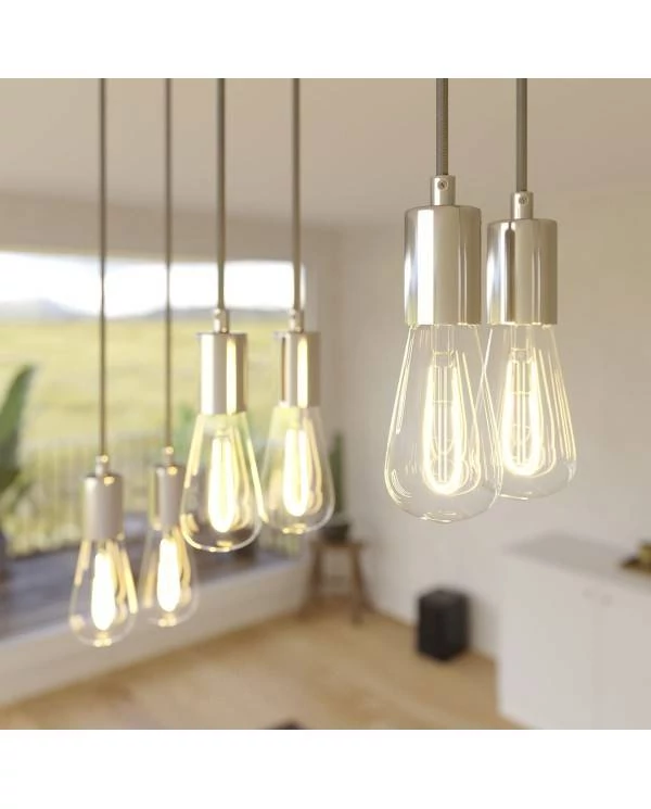 6 lichts-hanglamp voorzien van XXL rechthoekige Rose-One 675 mm compleet met strijkijzersnoer en metalen afwerking