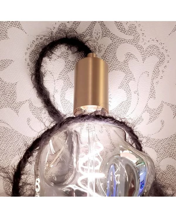 Burlesque gedraaide elektriciteitskabel bekleed met stof, pluizend harig effect, effen kleur zwart TP04
