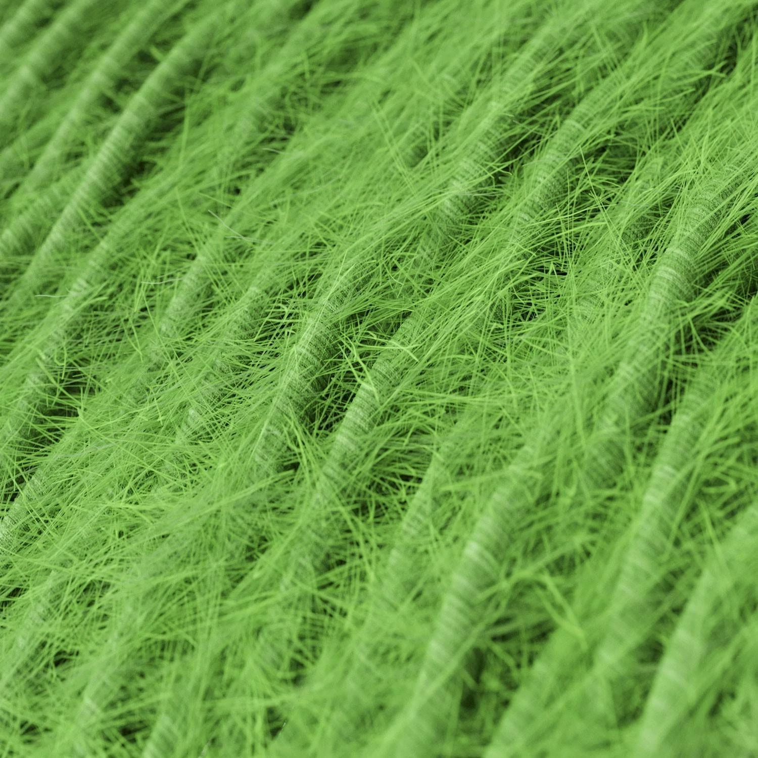 Burlesque gedraaide elektriciteitskabel bekleed met stof, pluizend harig effect, effen kleur  groen TP06