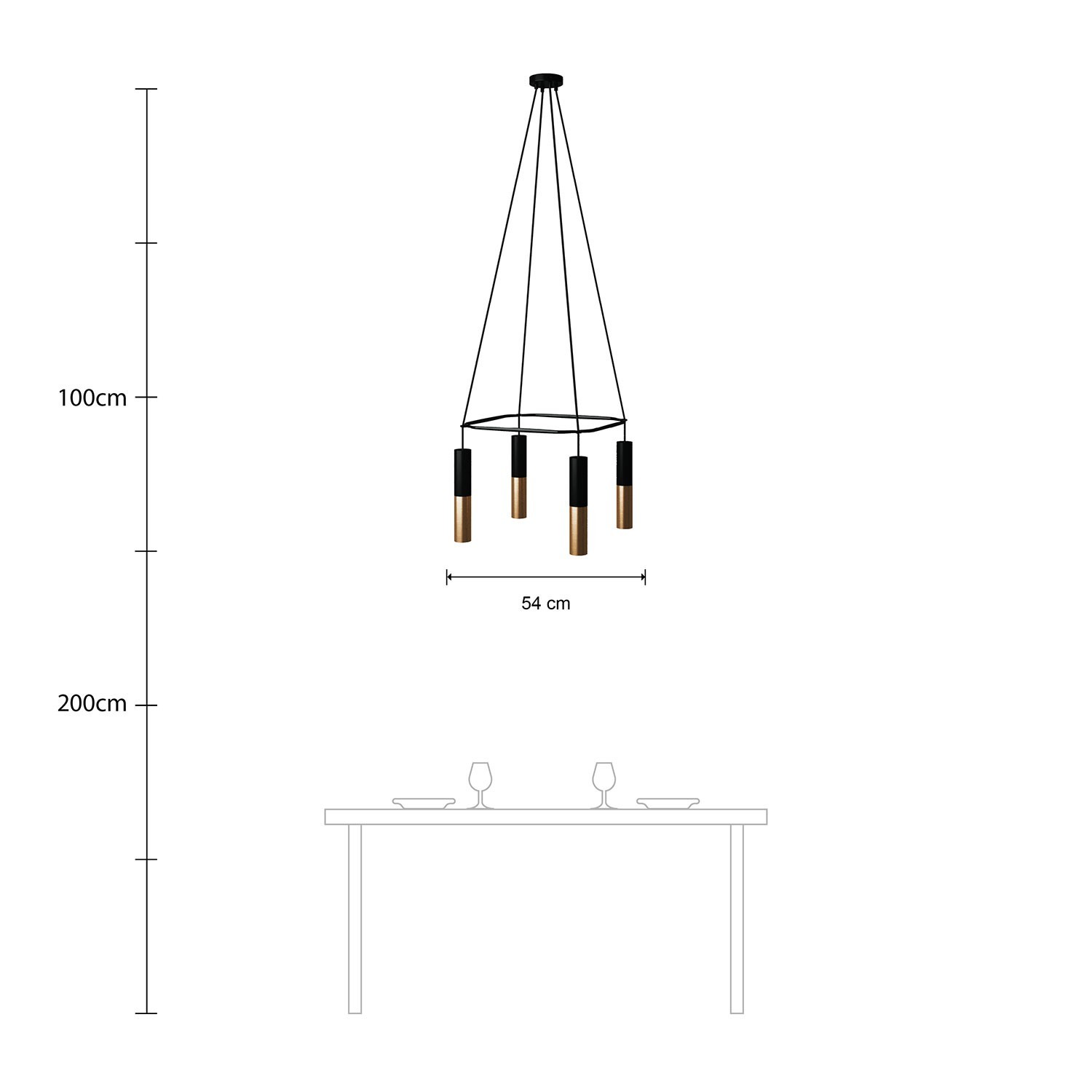 4 Pendels Cage Tub-E14 Split color Lamp