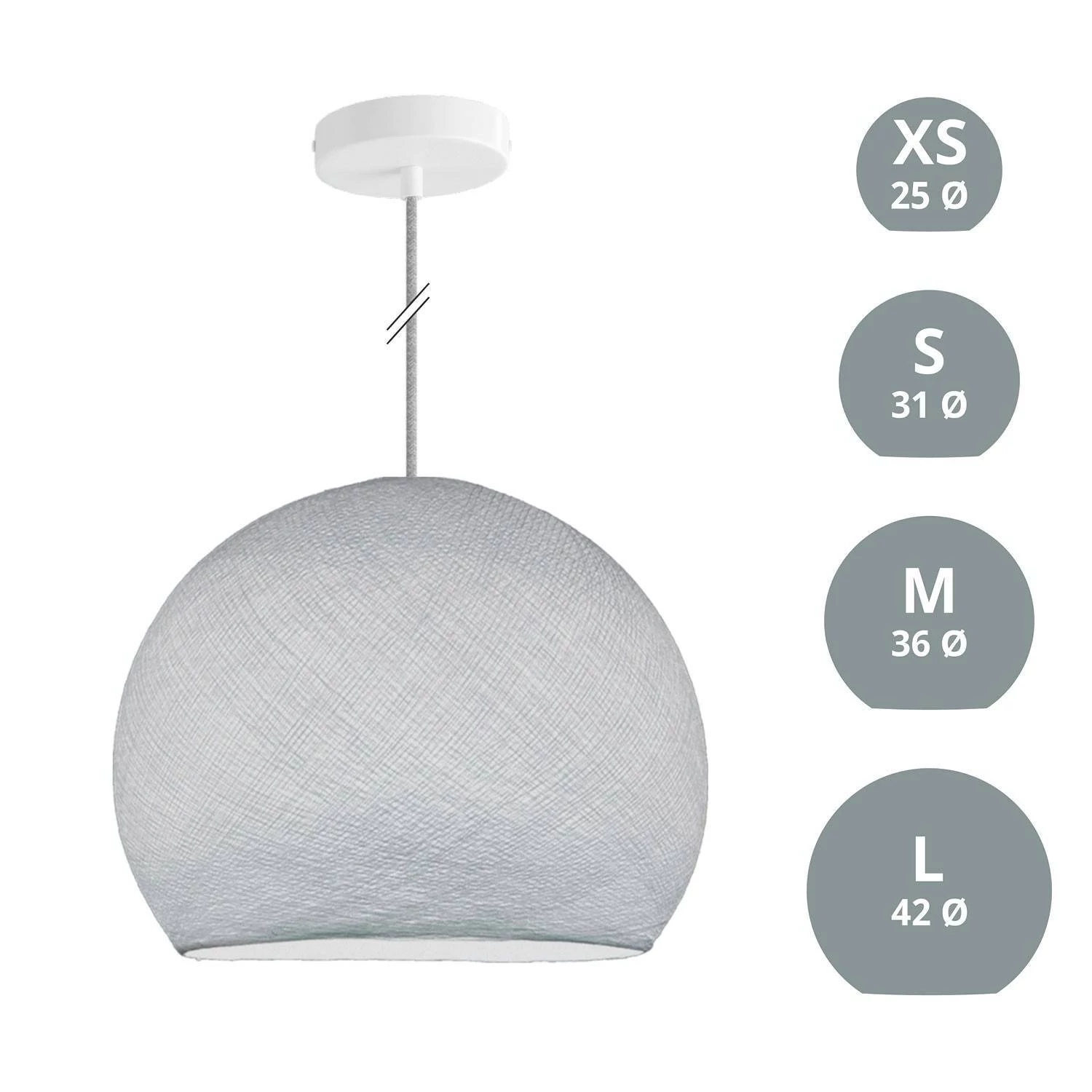 Hanglamp met hangemaakte Dome Lampenkap - pearl grey polyester