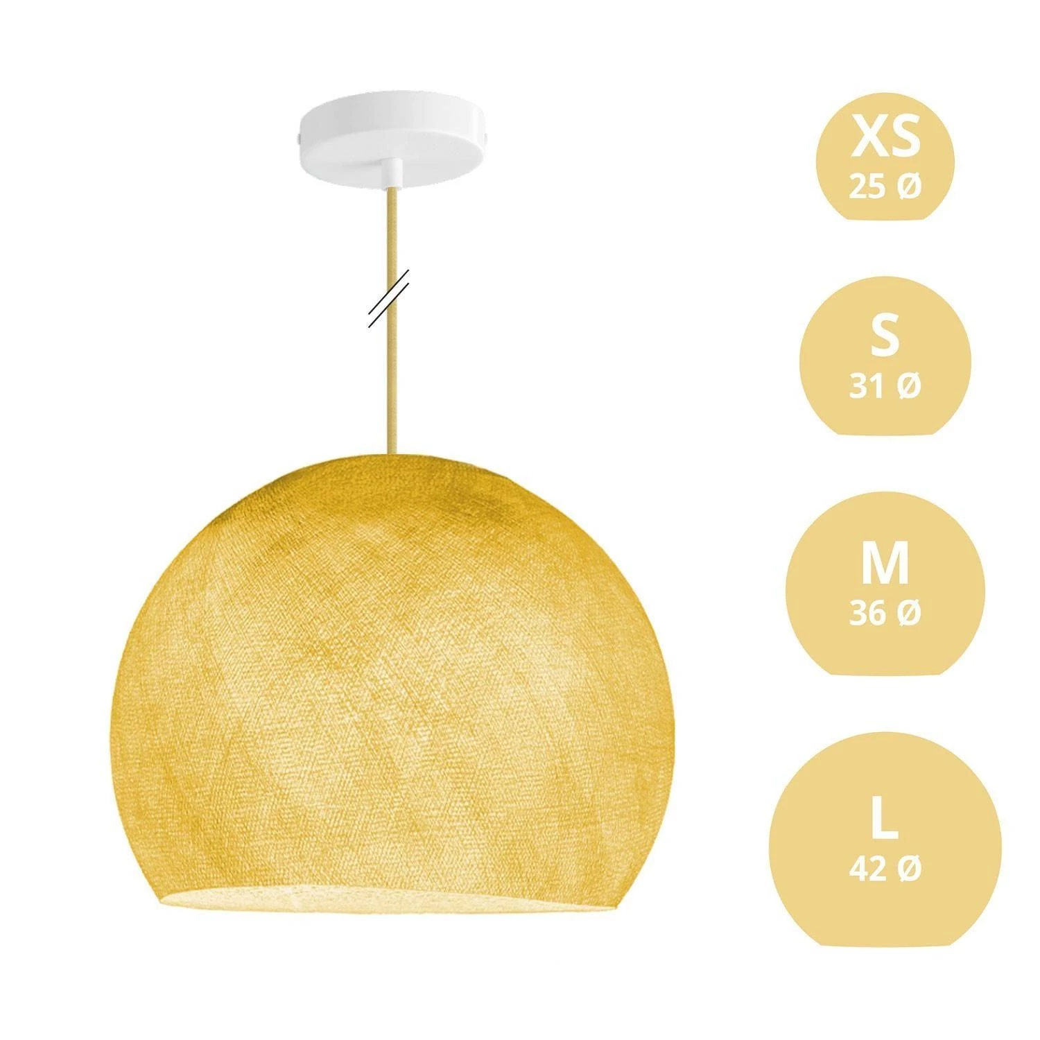 Hanglamp met hangemaakte Dome Lampenkap - mosterd polyester