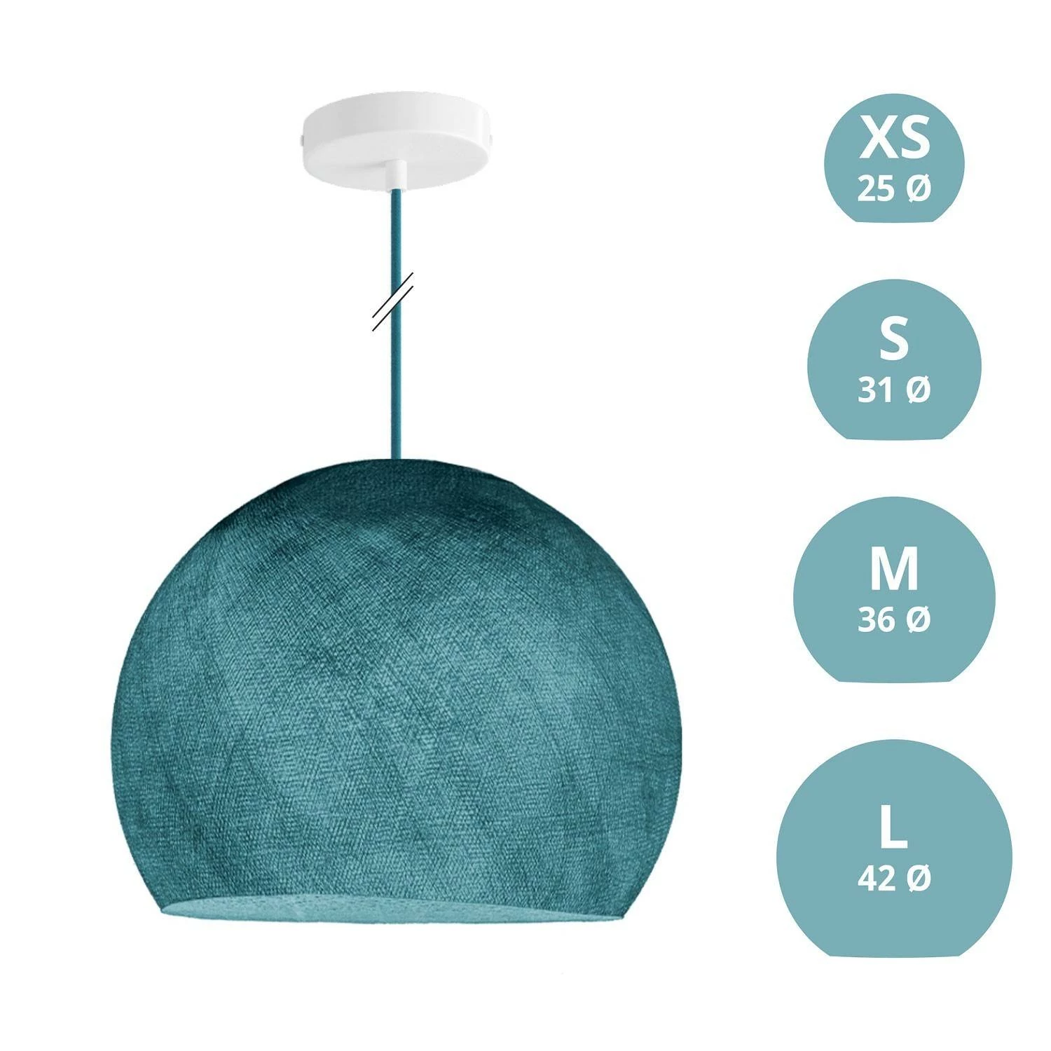 Hanglamp met hangemaakte Dome Lampenkap - polyester petrol blauw