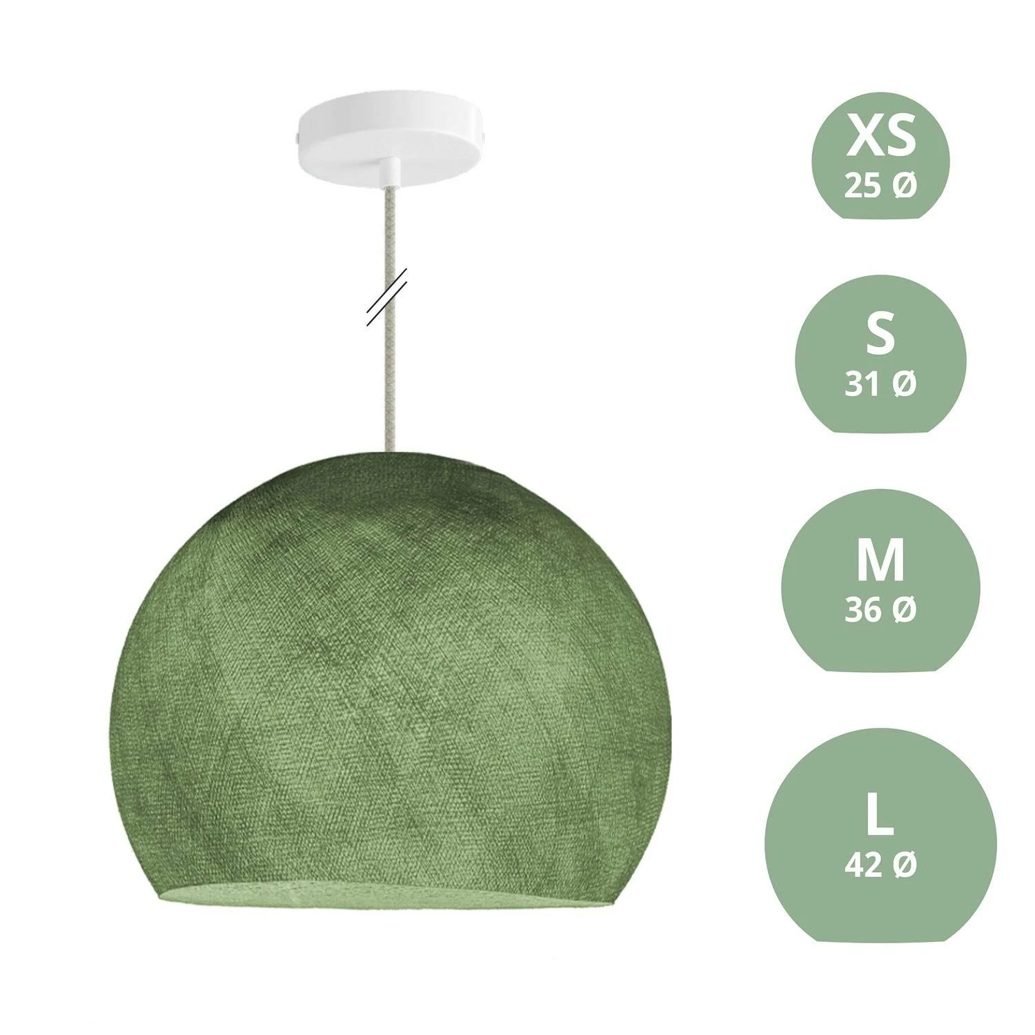 Hanglamp met hangemaakte Dome Lampenkap - polyester olijfgroen