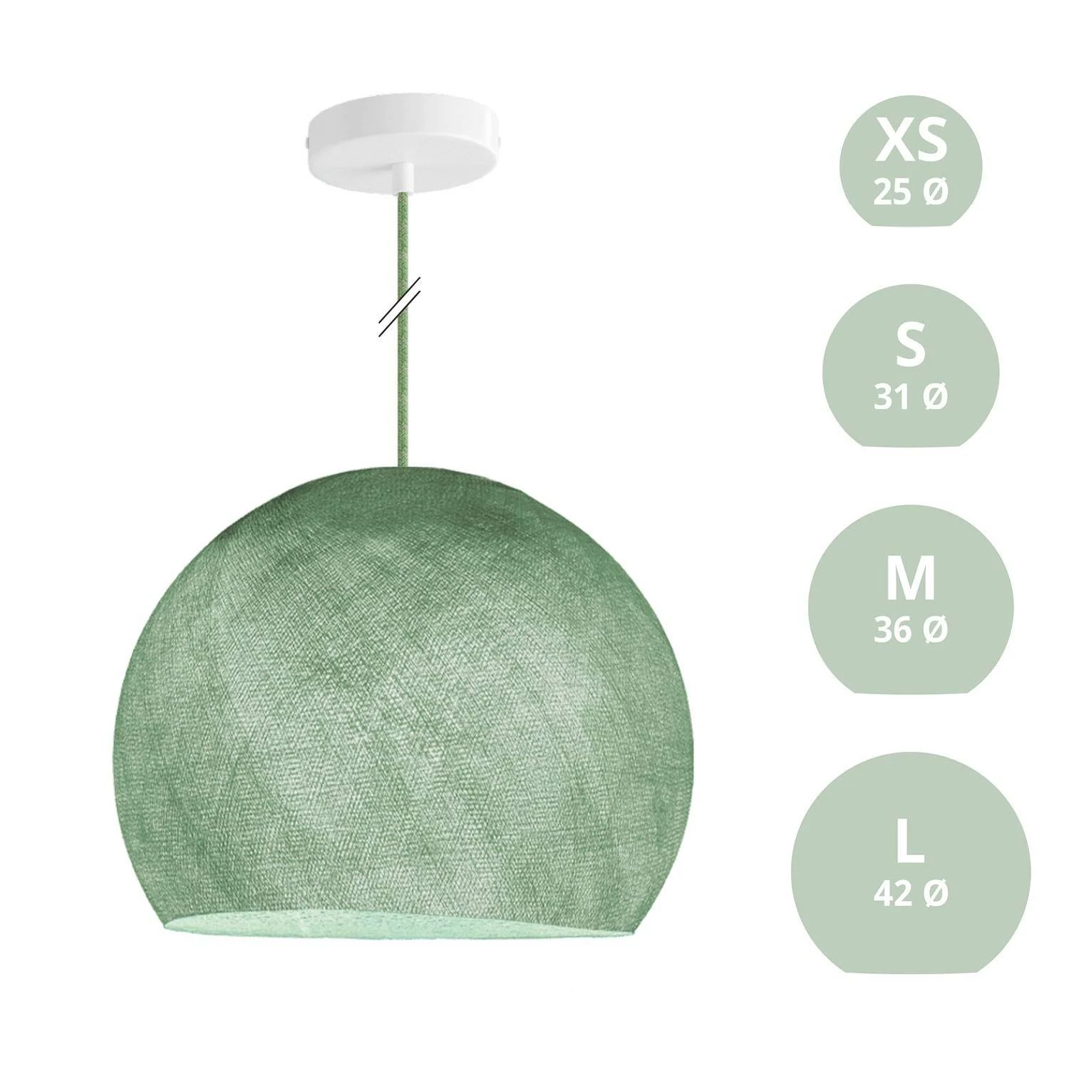 Hanglamp met hangemaakte Dome Lampenkap - polyester lichtgroen