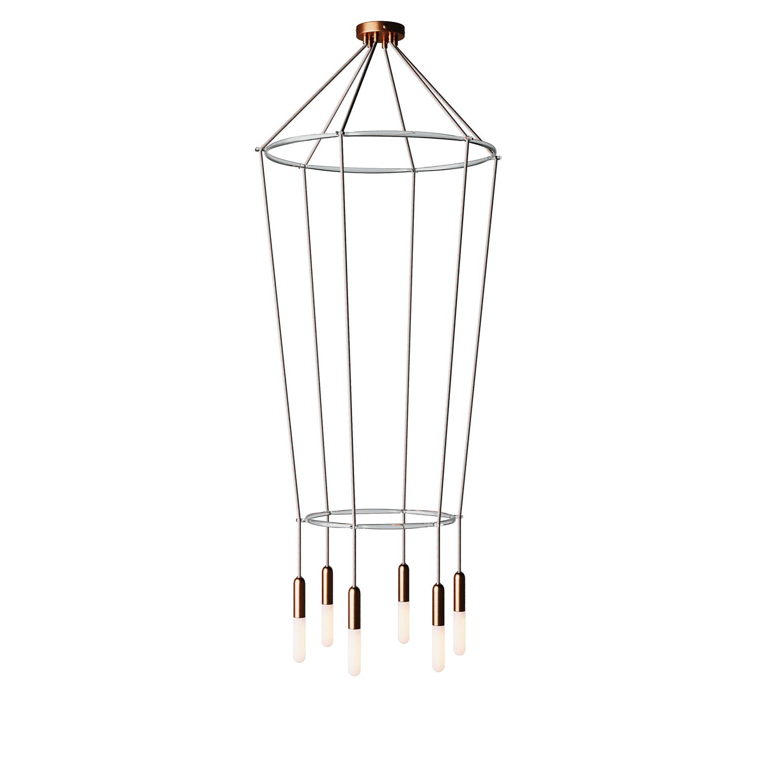 6 Pendels dubbele Ring Cage P-Light Lamp