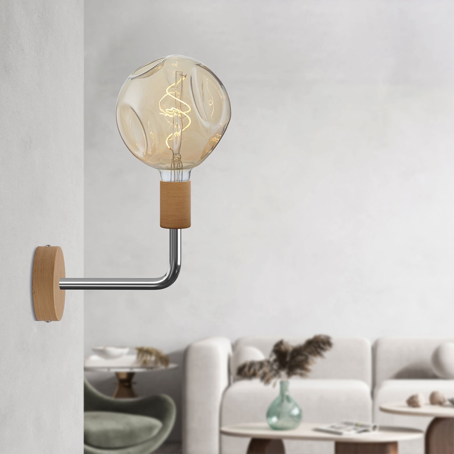 Fermaluce Elle houten lamp met geblutste LED lichtbron