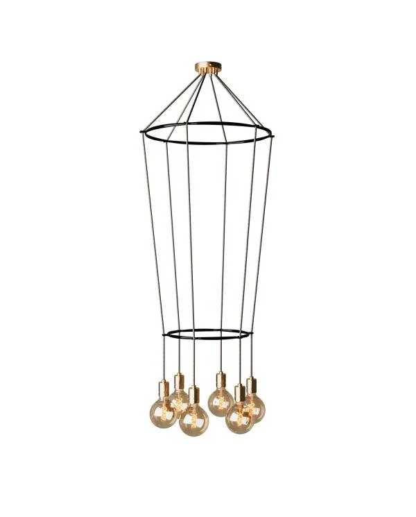 6 Pendels dubbele Ring Cage Globe Lamp