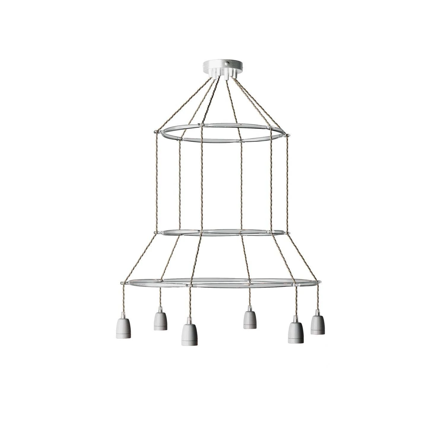 6 Pendels 3 Ringen Cage Edison ST64 Lamp
