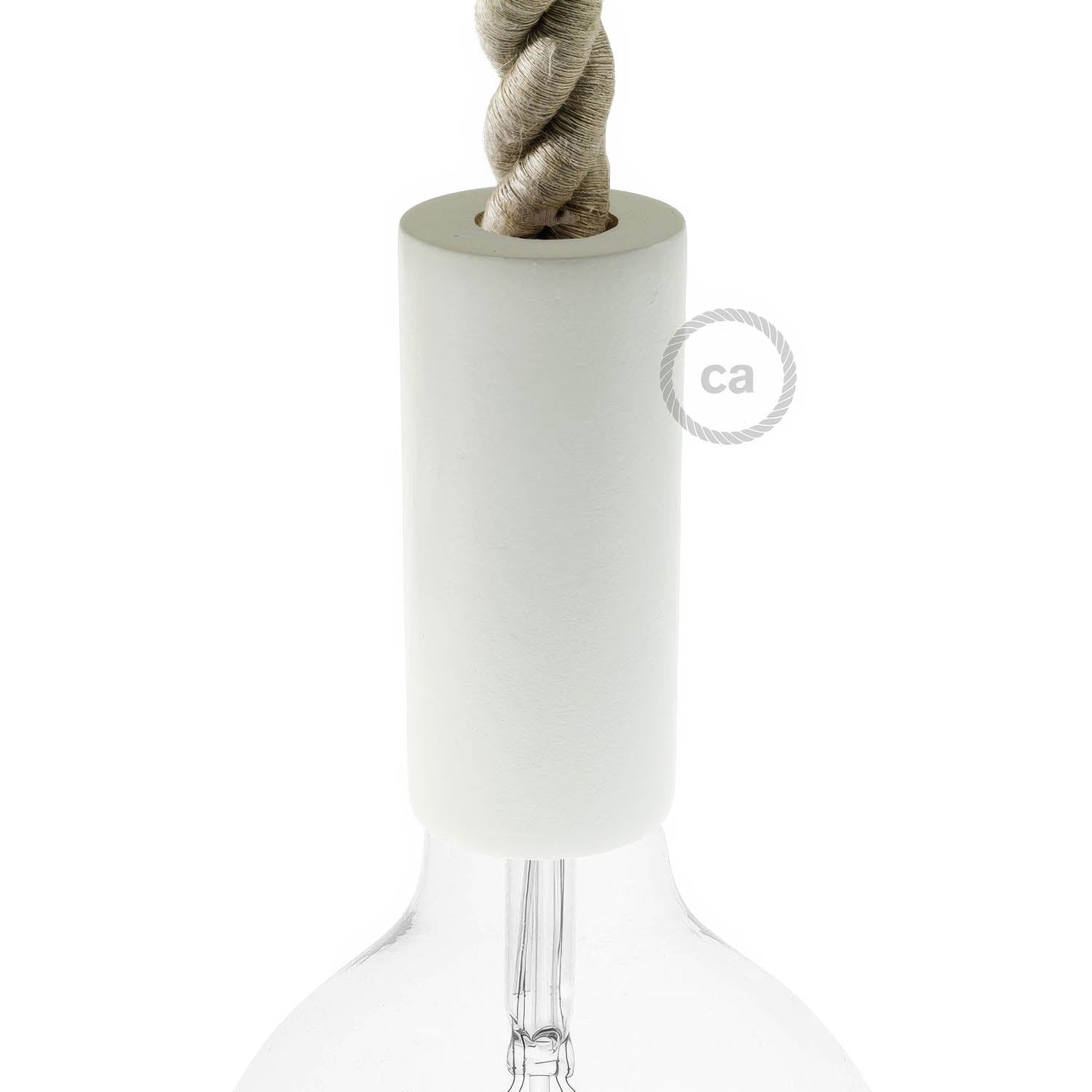 2XL Wooden E26 light bulb socket kit for Rope Cables - White