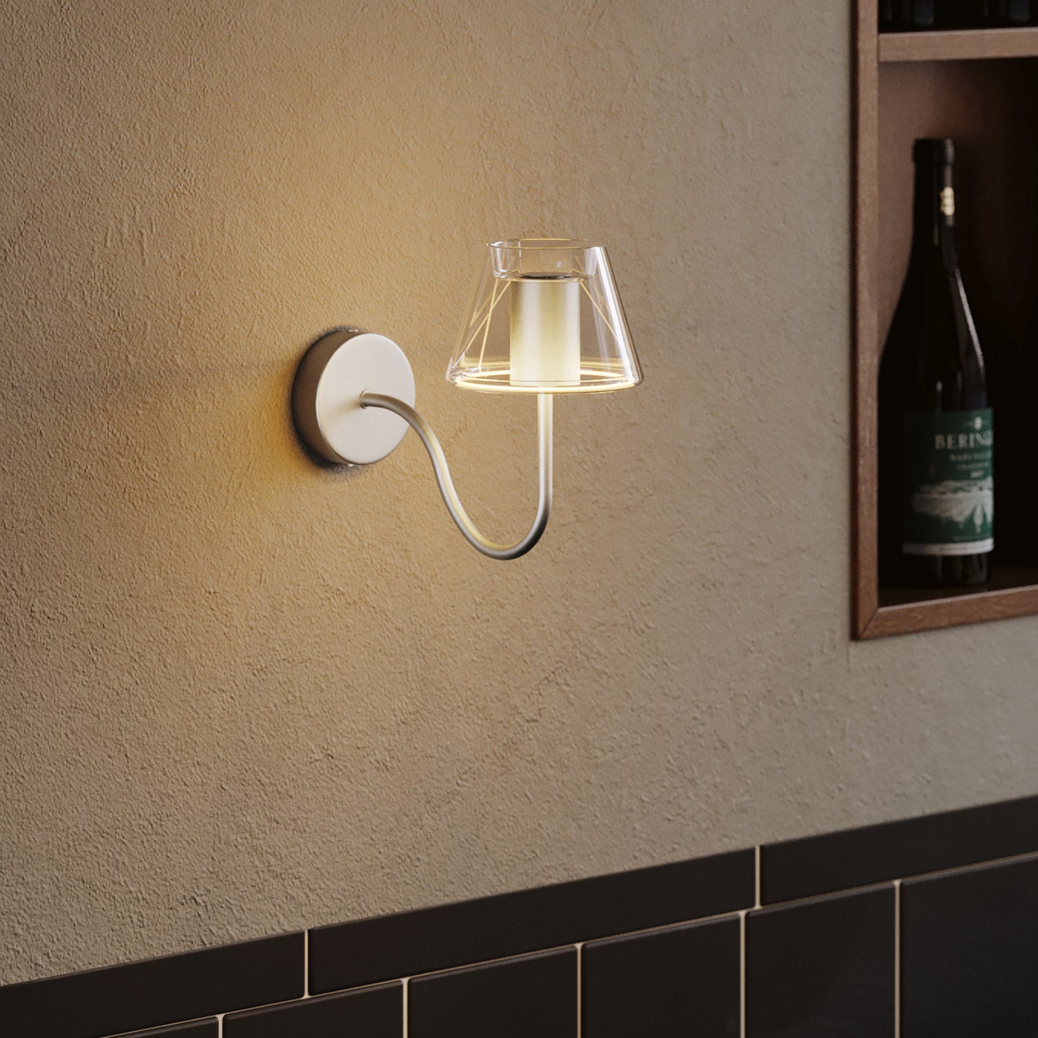 S‑vormige gebogen verlengbuis voor lamp, 16,5 cm in metaal – Titanium satijn