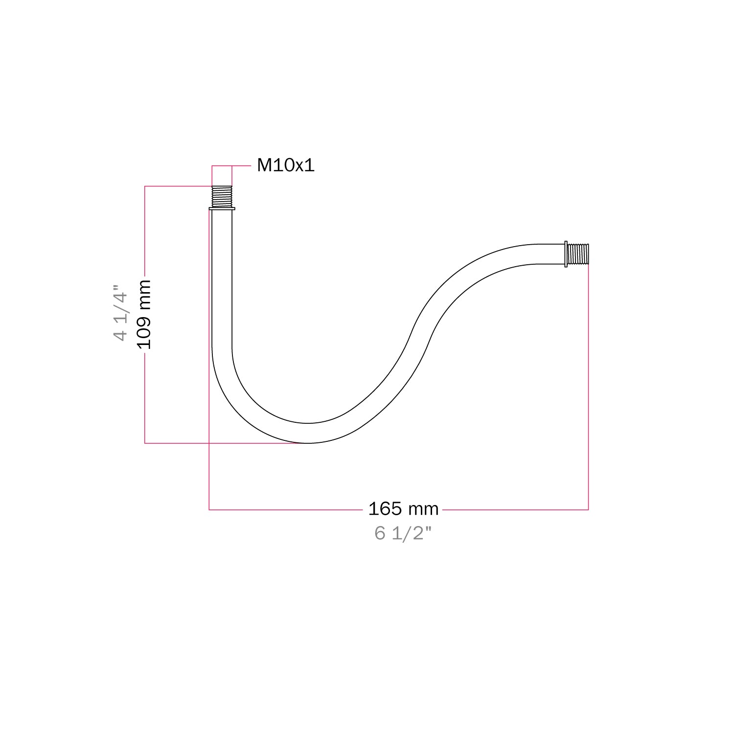 S-vormige verlengbuis voor lamp, 16,5 cm, metaal - Gesatineerd koper