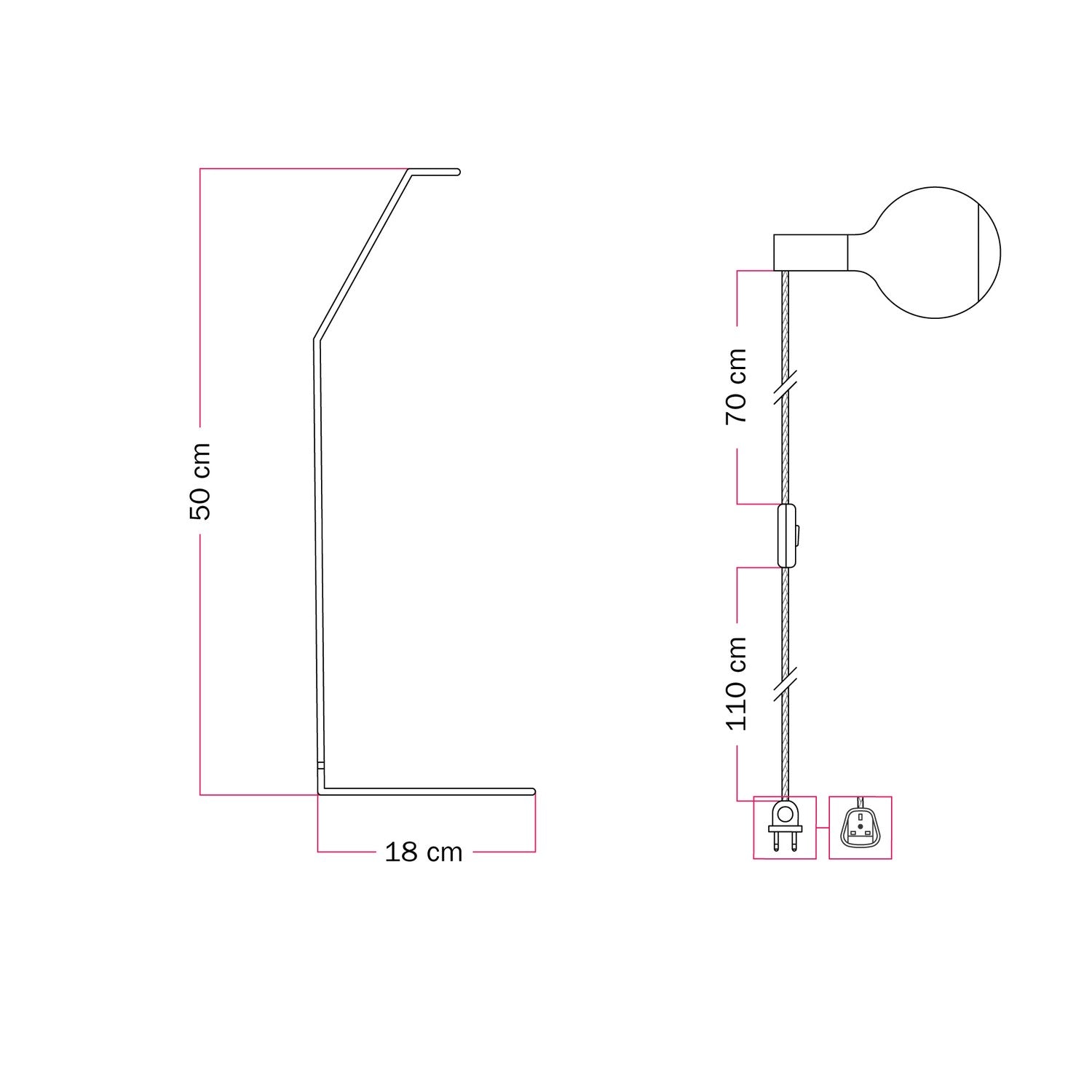 Koso Lucia - Lampada da tavolo con spina UK - Nero