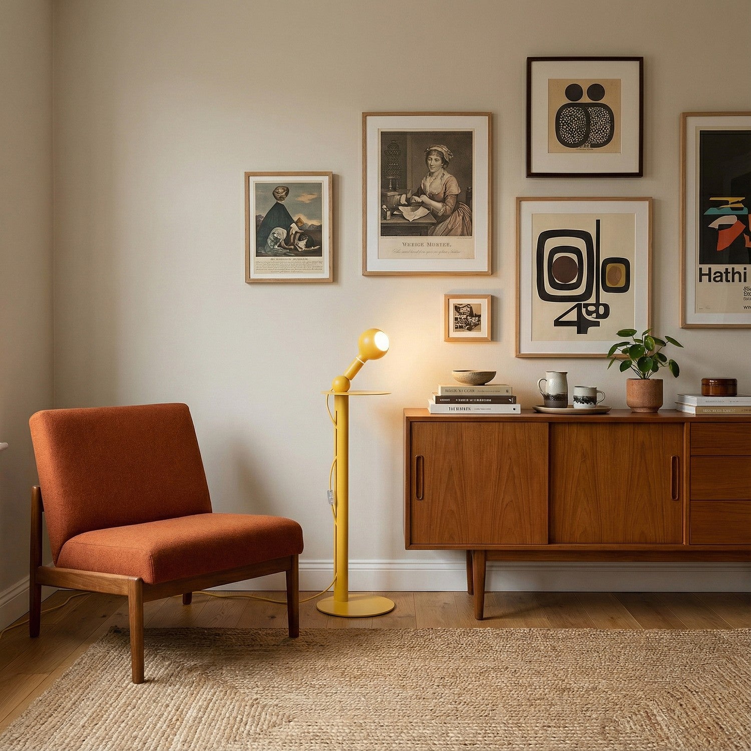 Rocco - Vloerlamp met Stekker UK en Camo Lichtbron - Geel