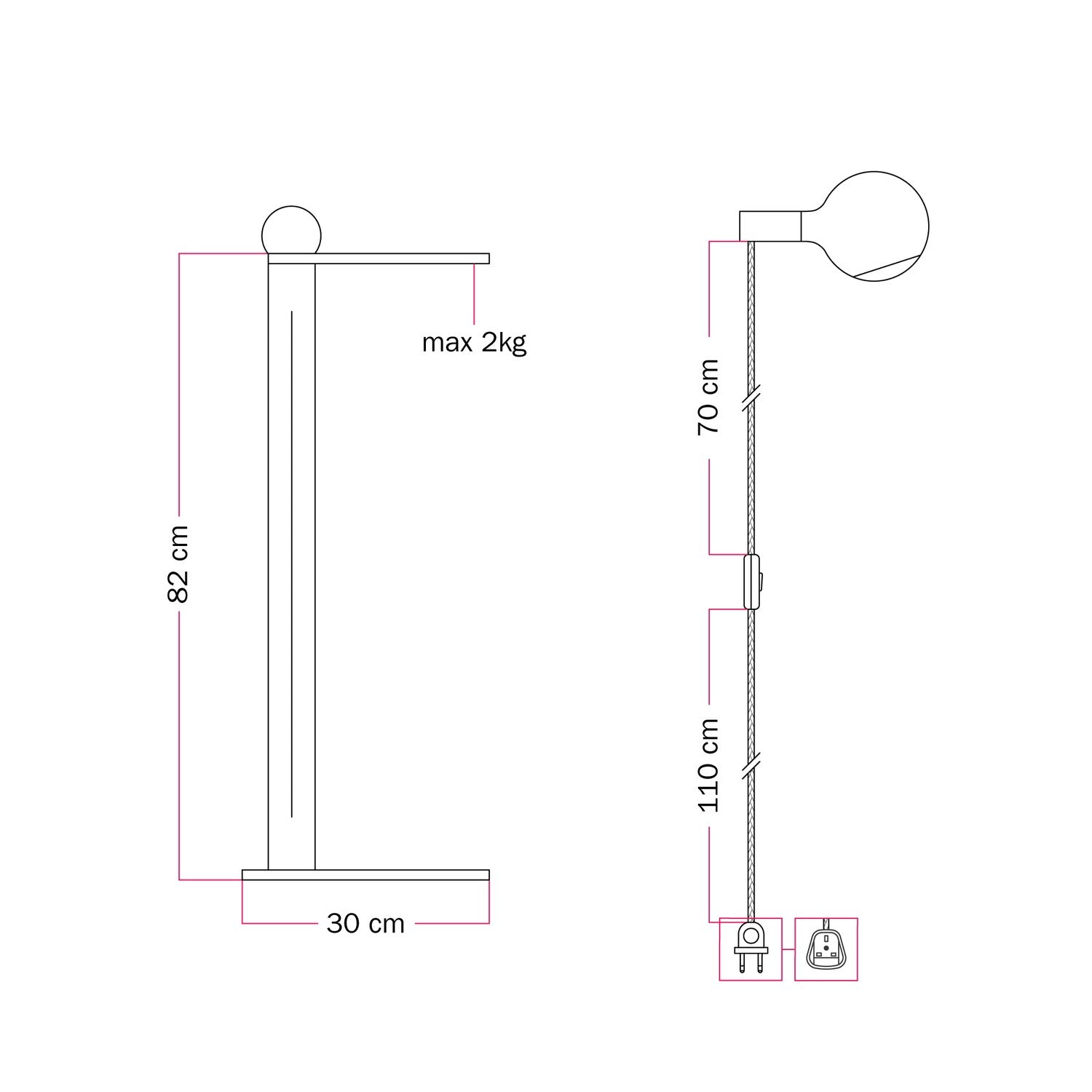 Rocco - Vloerlamp met Stekker UK en Camo Lichtbron - Geel